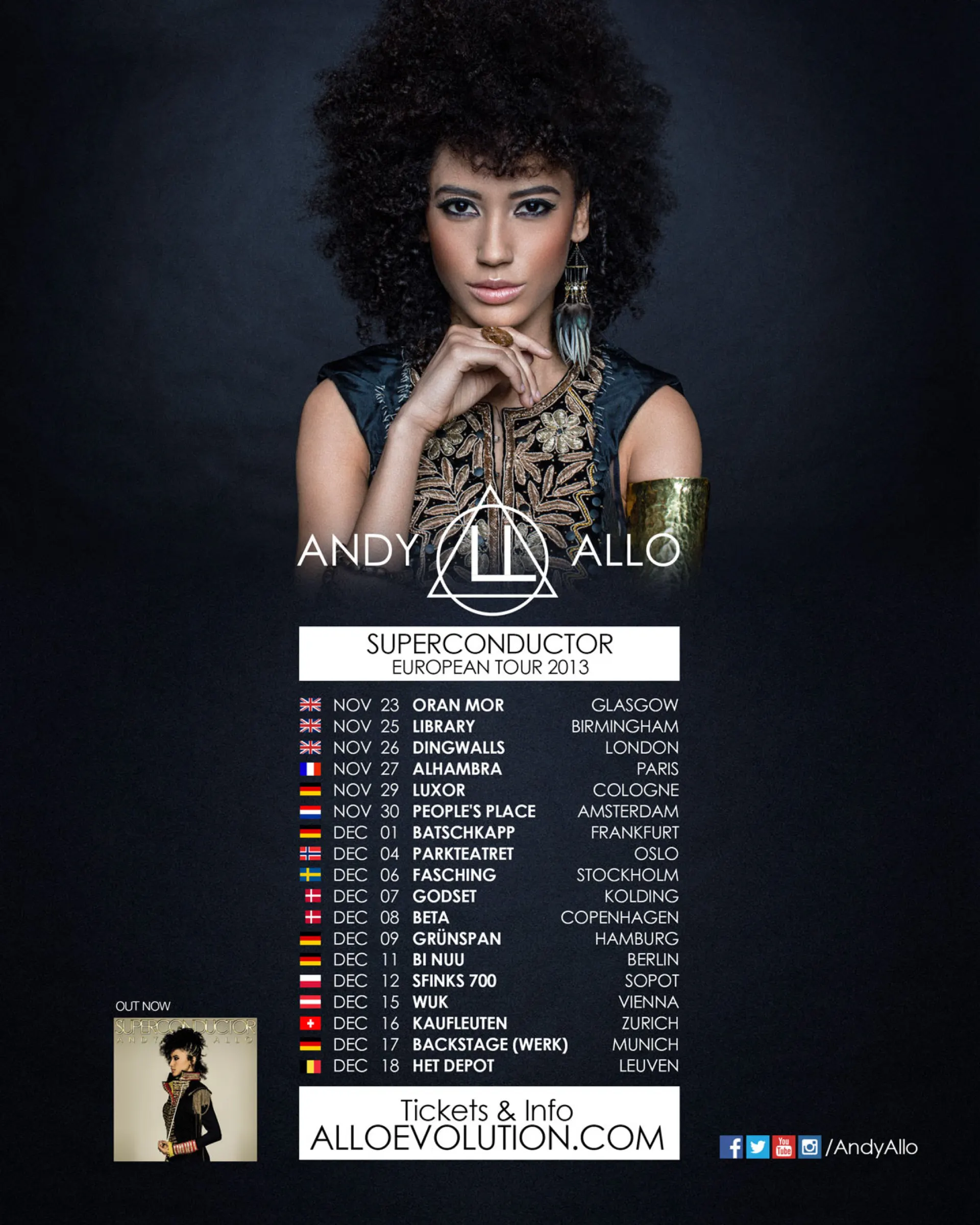 Andy Allo EU Tour flyer